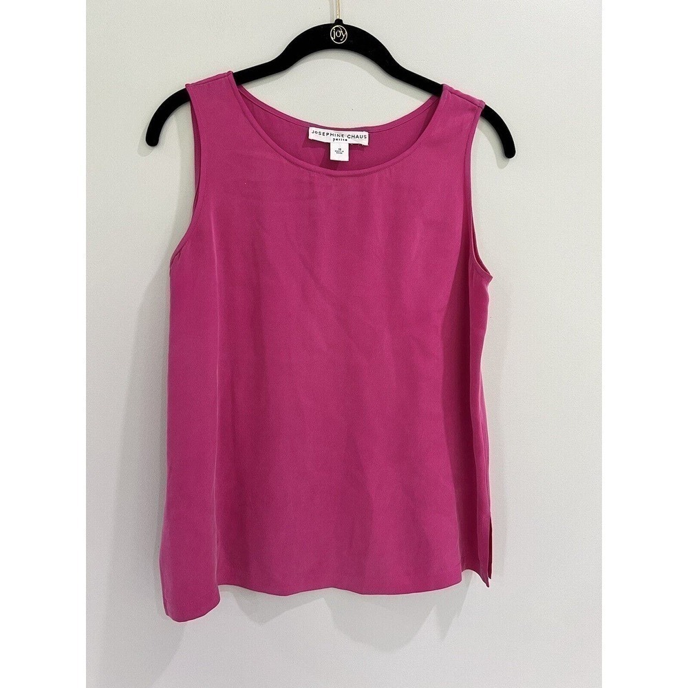 Josephine Chaus Hot Pink Fuchsia Tank‎ Top Size 10 Petite Sleeveless Round Neck
